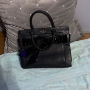 Black leather Kate spade with big bow
